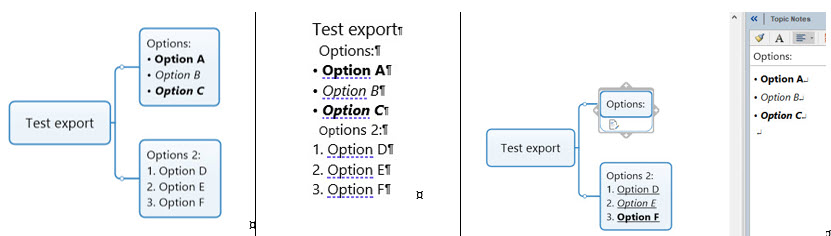 Export to Word map Option 1 and 2